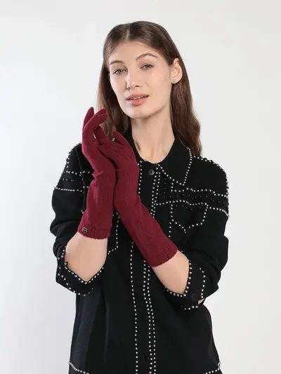 Перчатки в рубчик красного цвета